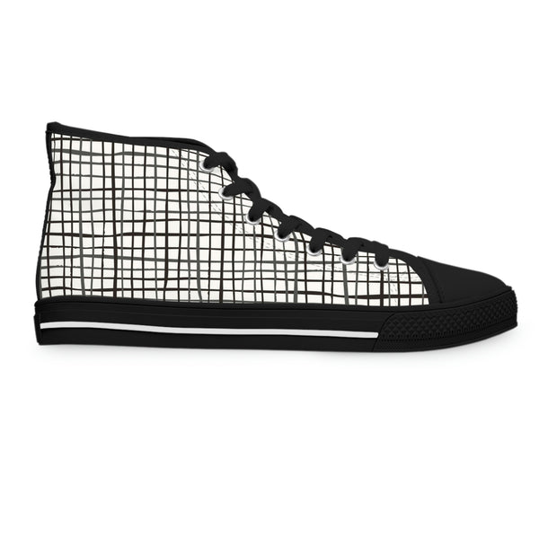 HIPPIE CHECK - Women's High Top Sneakers Black Sole