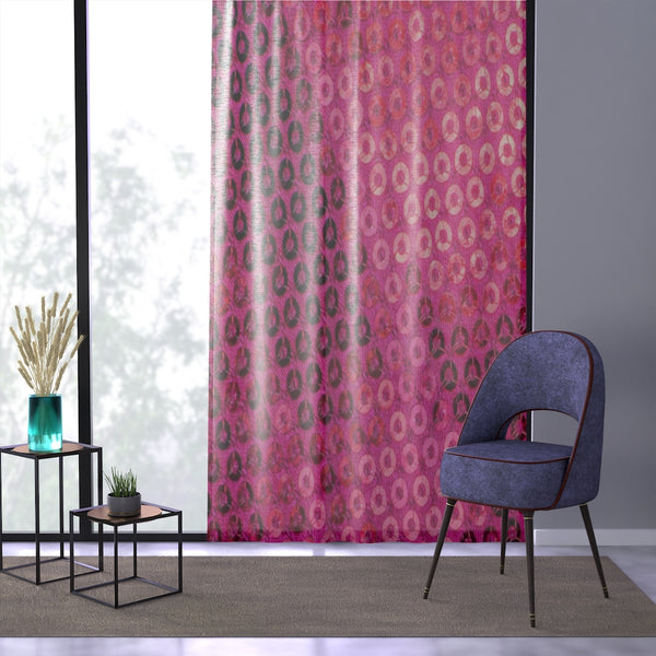 HOT PINK SEQUIN PRINT - SHEER Window Curtain