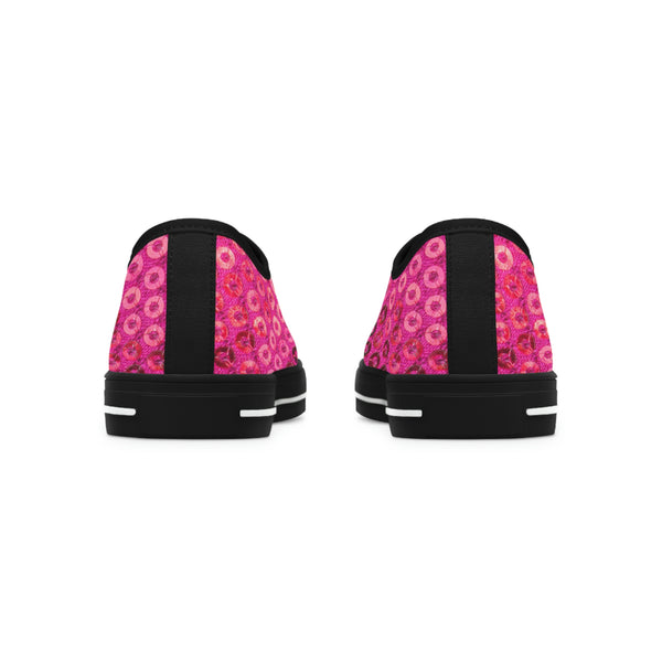  PINK SEQUIN PRINT - Women's Low Top Sneakers Black Sole