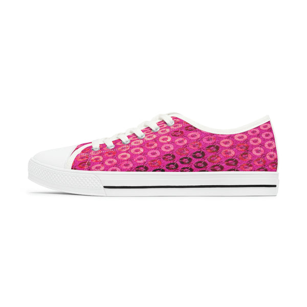  PINK SEQUIN PRINT - Women's Low Top Sneakers White Sole