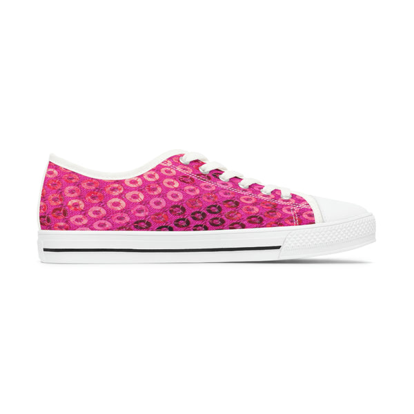  PINK SEQUIN PRINT - Women's Low Top Sneakers White Sole