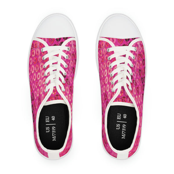  PINK SEQUIN PRINT - Women's Low Top Sneakers White Sole