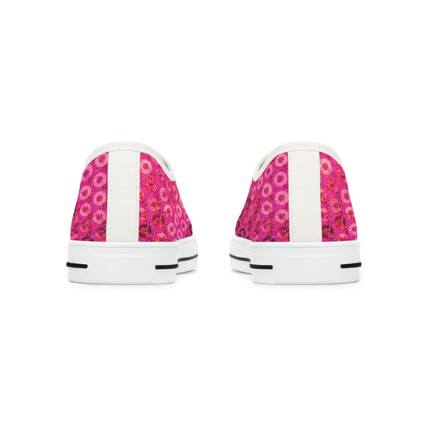  PINK SEQUIN PRINT - Women's Low Top Sneakers White Sole