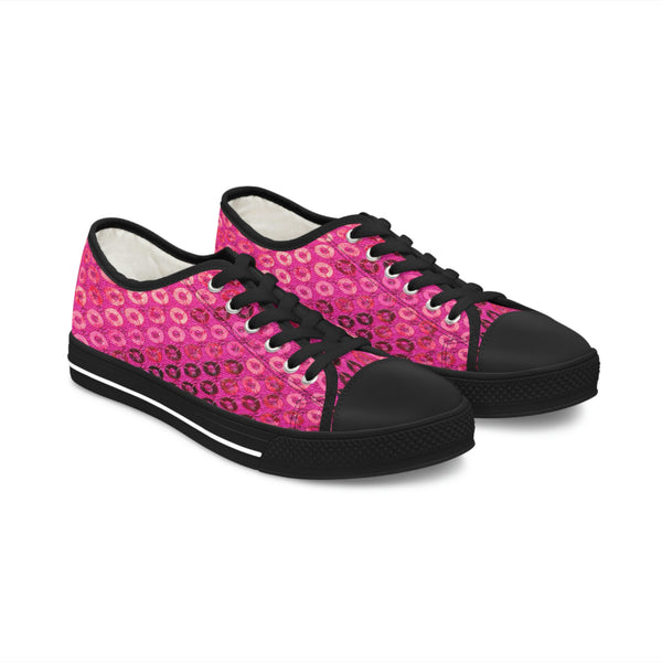  PINK SEQUIN PRINT - Women's Low Top Sneakers Black Sole