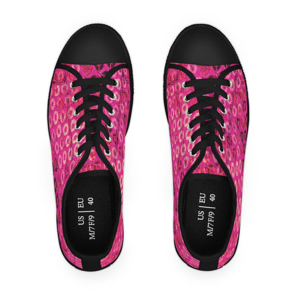  PINK SEQUIN PRINT - Women's Low Top Sneakers Black Sole