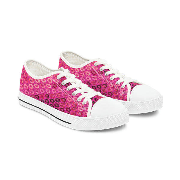  PINK SEQUIN PRINT - Women's Low Top Sneakers White Sole