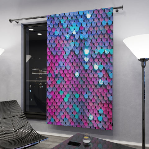 HOT PINK & BLUE SEQUIN PRINT - BLACKOUT Window Curtain