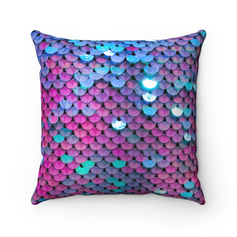 HOT PINK & BLUE SEQUIN PRINT - Square Pillow