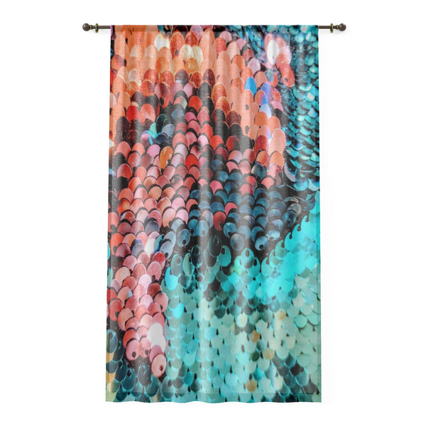 HOT PINK & ELECTRIC BLUE FLIP SEQUIN PRINT - SHEER Window Curtain