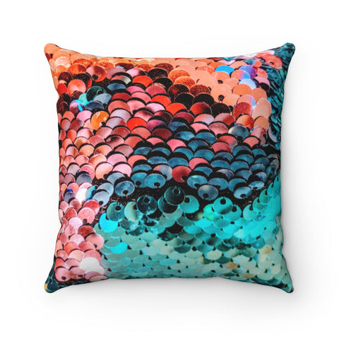 HOT PINK & ELECTRIC BLUE FLIP SEQUIN PRINT - Square Pillow