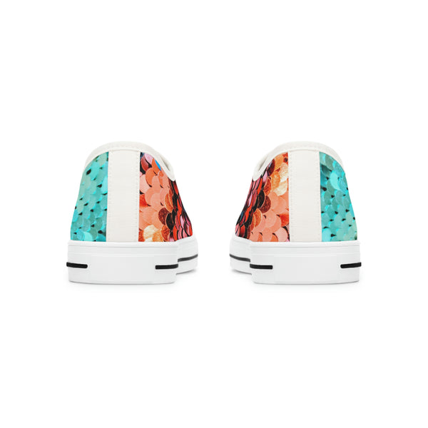 HOT PINK & ELECTRIC BLUE FLIP SEQUIN PRINT - Women's Low Top Sneakers White Sole