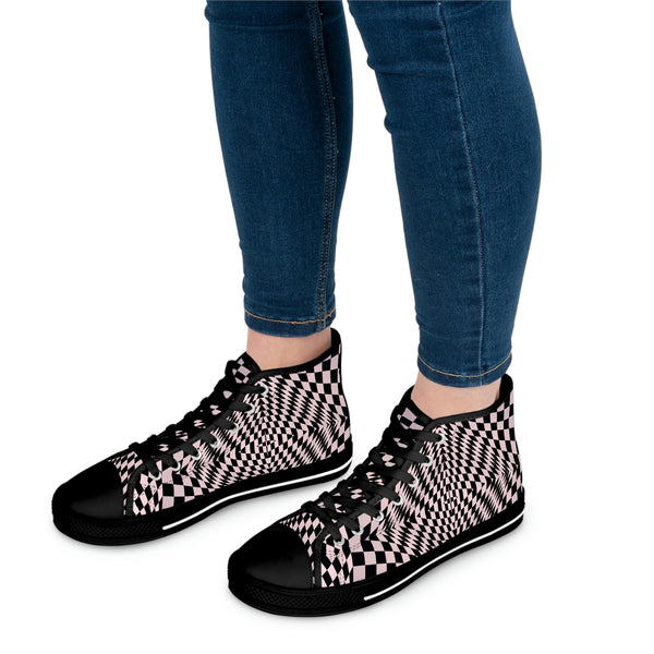 ILLUSION PINK - Women's High Top Sneakers Black Sole