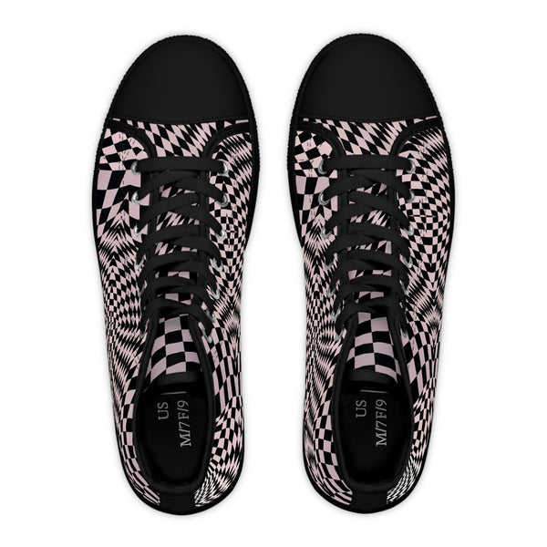 ILLUSION PINK - Women's High Top Sneakers Black Sole