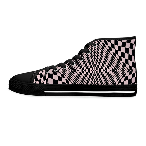 ILLUSION PINK - Women's High Top Sneakers Black Sole