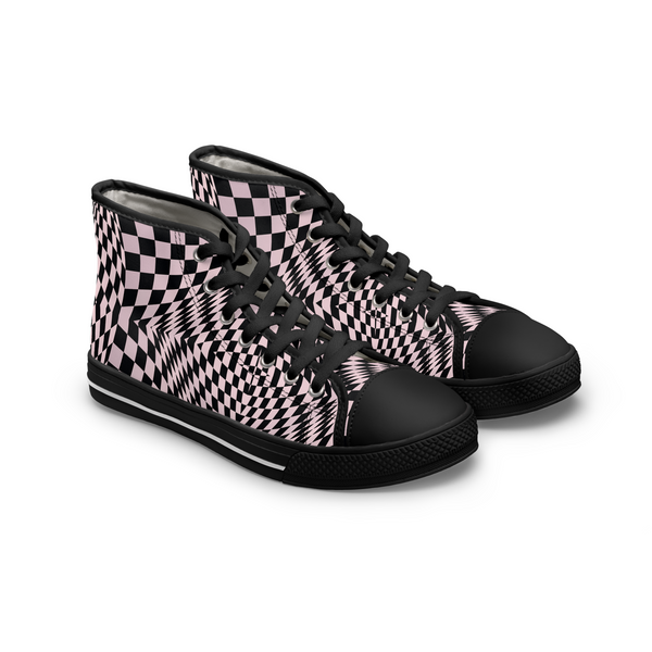 ILLUSION PINK - Women's High Top Sneakers Black Sole