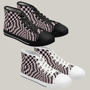 ILLUSION PINK - Women's High Top Sneakers Black and White Soles