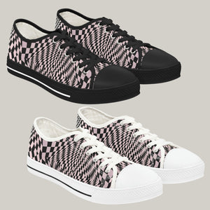 ILLUSION PINK - Women's Low Top Sneakers Black and  White Soles