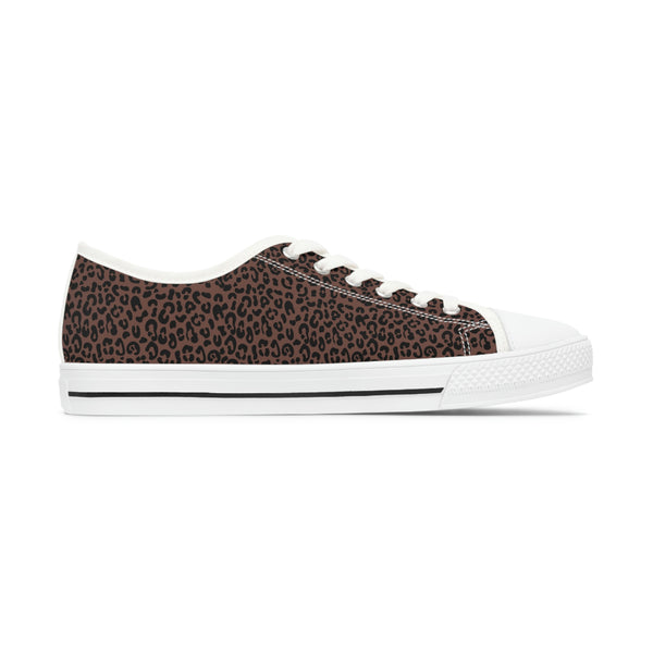 LEOPARD BROWN - Women's Low Top Sneakers White Sole