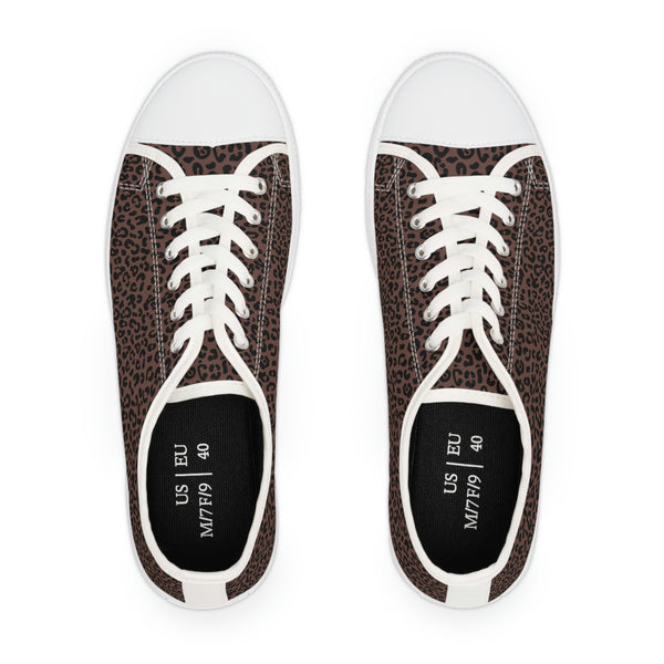 LEOPARD BROWN - Women's Low Top Sneakers White Sole