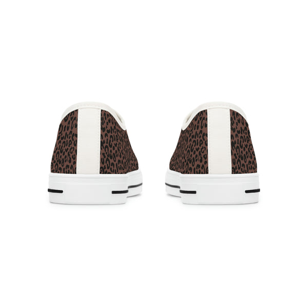 LEOPARD BROWN - Women's Low Top Sneakers White Sole