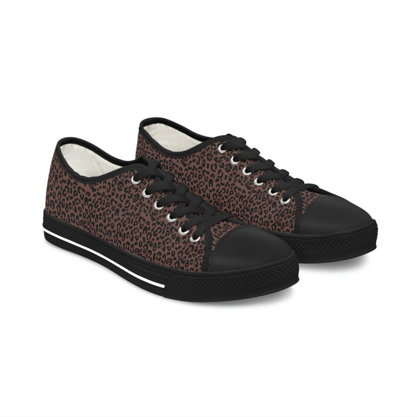 LEOPARD BROWN - Women's Low Top Sneakers Black Sole