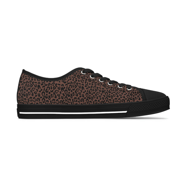 LEOPARD BROWN - Women's Low Top Sneakers Black Sole