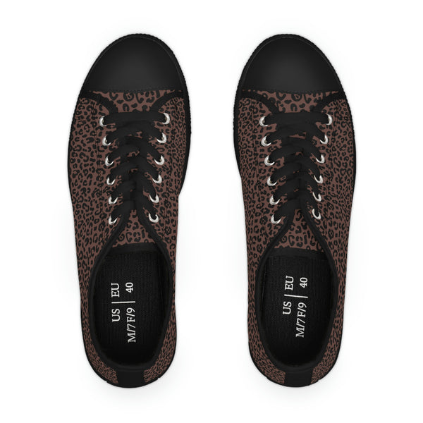 LEOPARD BROWN - Women's Low Top Sneakers Black Sole