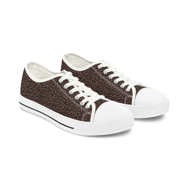 LEOPARD BROWN - Women's Low Top Sneakers White Sole