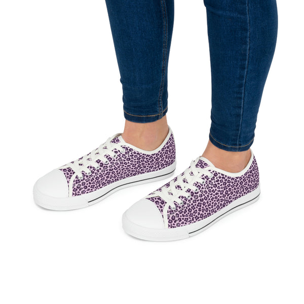 LEOPARD PRINT - LAVANDER - Women's Low Top Sneakers White sole