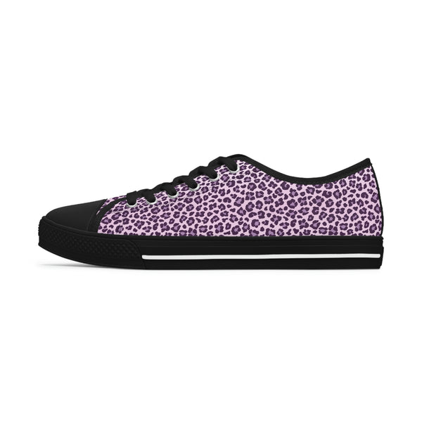 LEOPARD PRINT - LAVANDER - Women's Low Top Sneakers Black sole