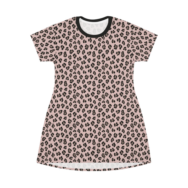 LEOPARD PRINT - OLD ROSE - T-Shirt Dress FRONT