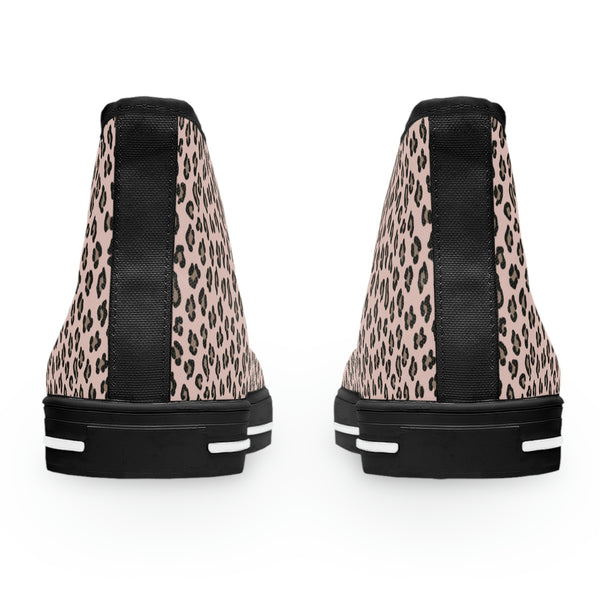 LEOPARD PRINT - OLD ROSE - Women's High Top Sneakers Black Sole