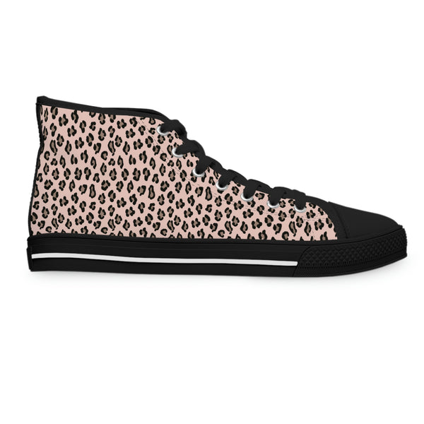 LEOPARD PRINT - OLD ROSE - Women's High Top Sneakers Black Sole