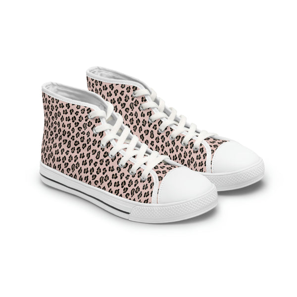 LEOPARD PRINT - OLD ROSE - Women's High Top Sneakers White Sole