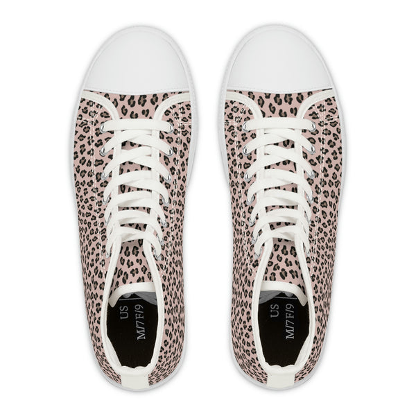 LEOPARD PRINT - OLD ROSE - Women's High Top Sneakers White Sole