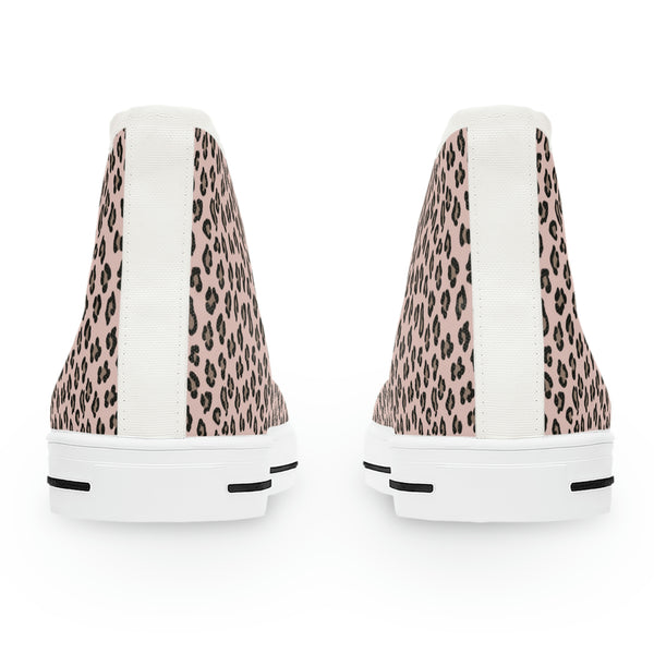 LEOPARD PRINT - OLD ROSE - Women's High Top Sneakers White Sole