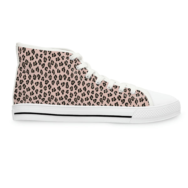 LEOPARD PRINT - OLD ROSE - Women's High Top Sneakers White Sole