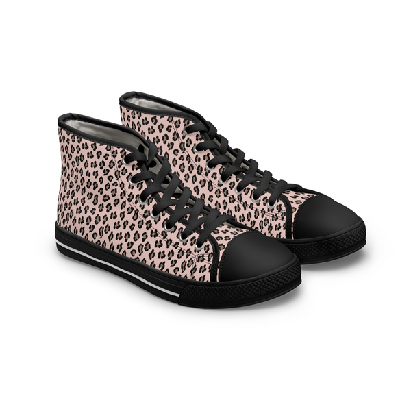 LEOPARD PRINT - OLD ROSE - Women's High Top Sneakers Black Sole