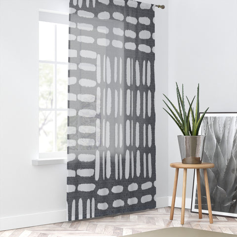 LINES & GRAY - SHEER Window Curtain