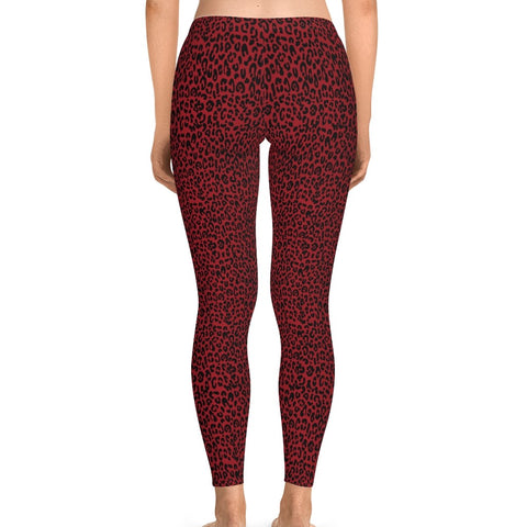 Leopard Print Black & Red - Stretchy Leggings
