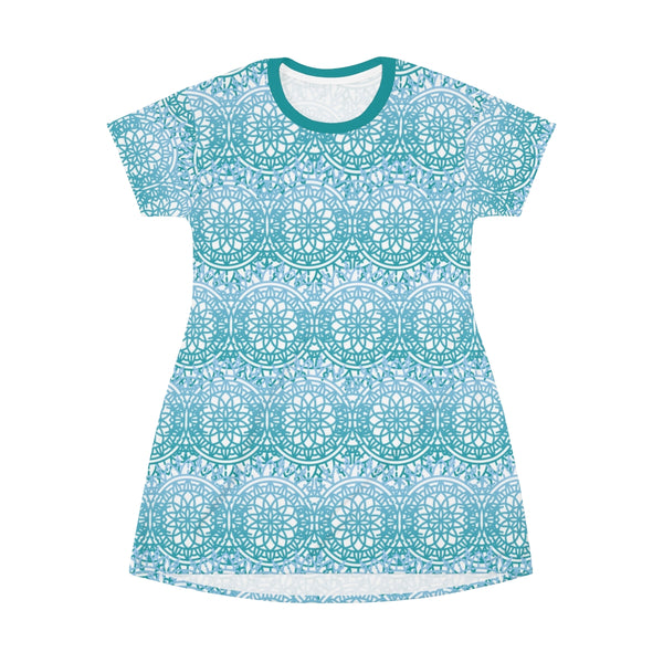 MANDALA BLUE & WHITE - T-Shirt Dress