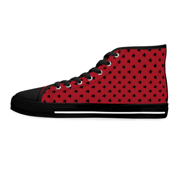 MY STARS BLACK & RED - Women's High Top Sneakers Black Sole
