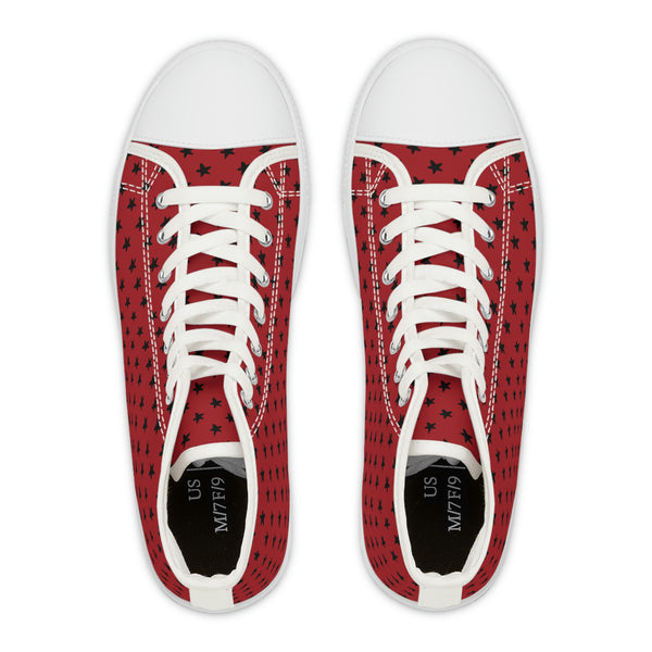 MY STARS BLACK & RED - Women's High Top Sneakers White Sole