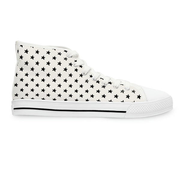 MY STARS BLACK & WHITE - Women's High Top Sneakers White Sole