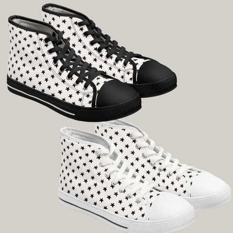 MY STARS BLACK & WHITE - Women's High Top Sneakers White and Black Sole