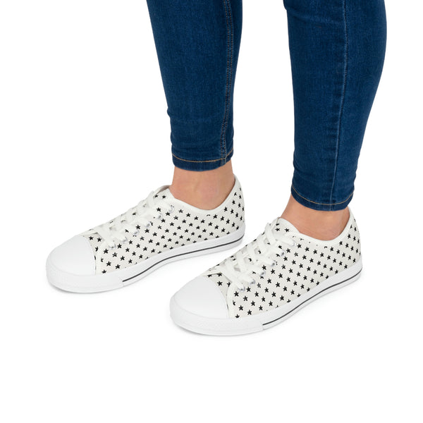MY STARS BLACK & WHITE - Women's Low Top Sneakers White Sole