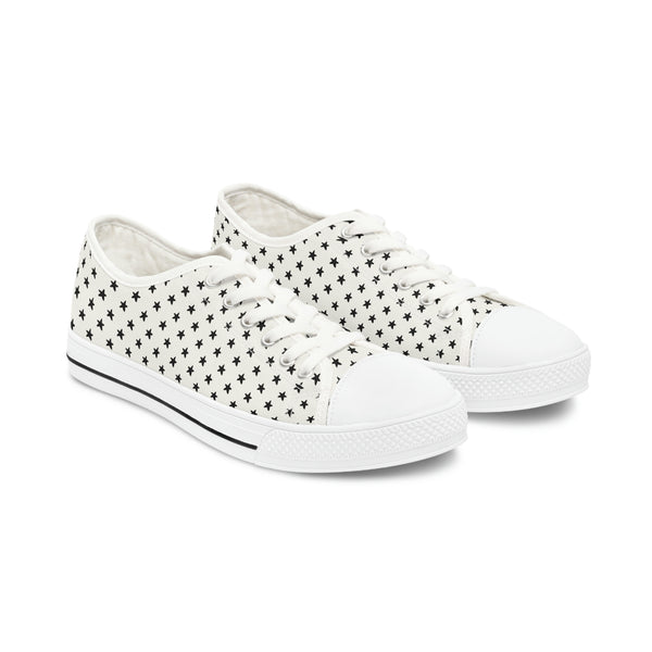 MY STARS BLACK & WHITE - Women's Low Top Sneakers White Sole