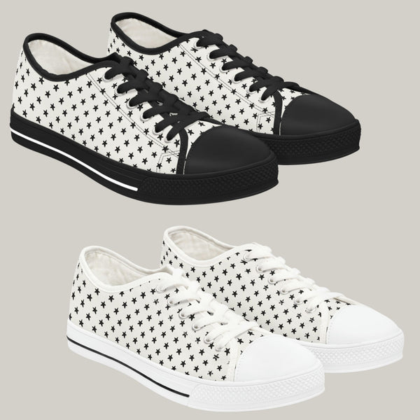 MY STARS BLACK & WHITE - Women's Low Top Sneakers Black and White Sole