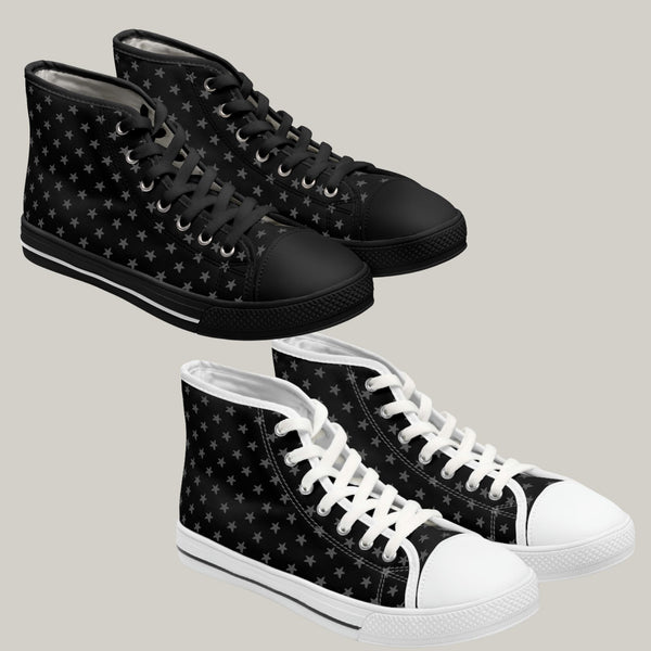 MY STARS GRAY & BLACK - Women's High Top Sneakers Black and White Soles