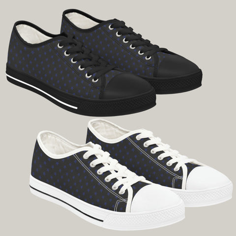 MY STARS NAVY & BLACK - Women's Low Top Sneakers Black and White Soles